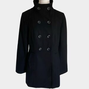 Old Navy Womens Black Wool Blend Button Collar Fall Casual Peacoat- Sz-W